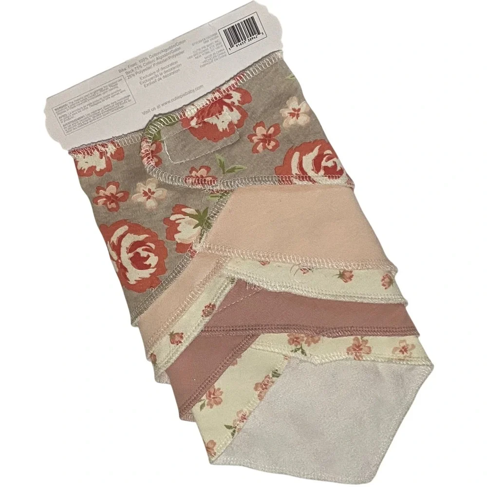 Kyle & Deena 5 Pack Bandana Bib‎ Set Floral Pink Grey Boho Cottage Floral Girls